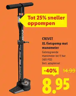 Lidl Crivit XL fietspomp met manometer aanbieding