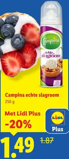 Lidl Campina echte slagroom aanbieding