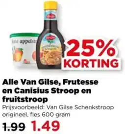 PLUS Alle Van Gilse, Frutesse en Canisius Stroop en fruitstroop aanbieding