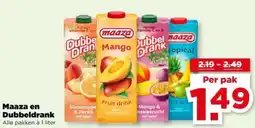 PLUS Maaza en Dubbeldrank aanbieding