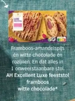 Albert Heijn AH Excellent Luxe feeststol framboos witte chocolade aanbieding