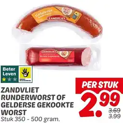 Dekamarkt Zandvliet runderworst of gelderse gekookte worst aanbieding
