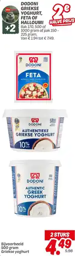 Dekamarkt Dodoni griekse yoghurt, feta of halloumi aanbieding