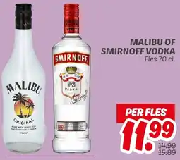 Dekamarkt Malibu of smirnoff vodka aanbieding
