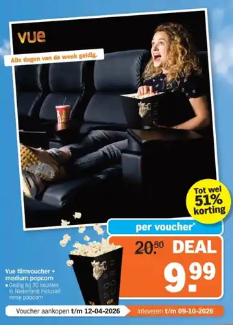 Vue filmvoucher + medium popcorn