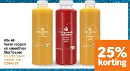 Albert Heijn Alle AH Verse sappen en smoothies literflessen aanbieding