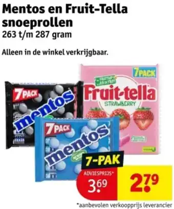 Kruidvat Mentos en Fruit-Tella snoeprollen aanbieding