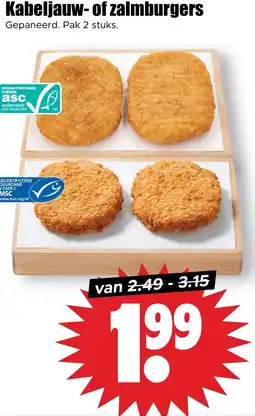 Dirk Kabeljauw of zalmburgers aanbieding
