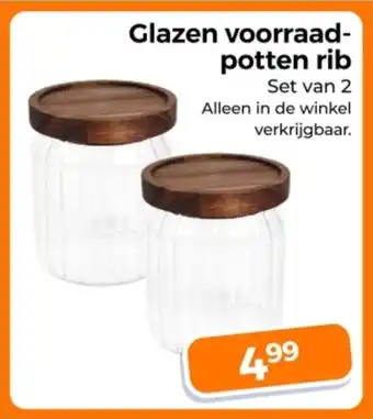 Trekpleister Glazen voorraad potten rib aanbieding