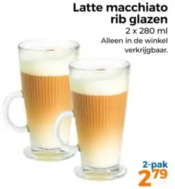 Trekpleister Latte macchiato rib glazen aanbieding