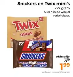 Trekpleister Snickers en twix mini's aanbieding