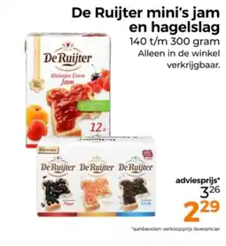 Trekpleister De ruijter mini's jam en hagelslag aanbieding