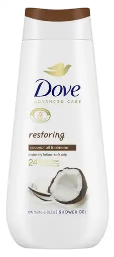 De Online Drogist Dove Restoring Coconut Oil & Almond Shower Gel aanbieding