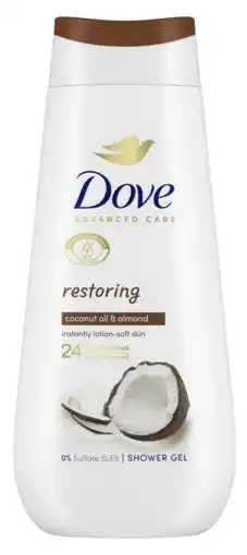 De Online Drogist Dove Restoring Coconut Oil & Almond Shower Gel aanbieding