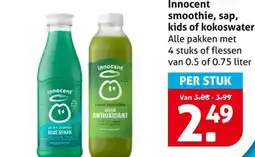 Hoogvliet Innocent smoothie, sap, kids of kokoswater aanbieding