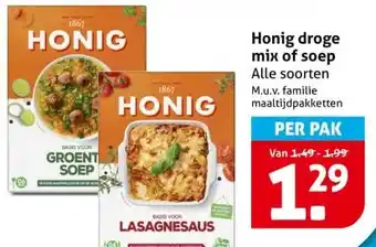 Hoogvliet Honig droge mix of soep aanbieding