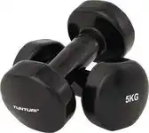 Bol.com Tunturi Dumbbell set - 2 x 5,0 kg - Vinyl - Zwart - Incl. gratis fitness app aanbieding
