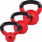 Bol.com Gorilla Sports Kettlebell set - Gietijzer - Vinyl - Gewicht - Rood - 2, 8 en 12 kg aanbieding