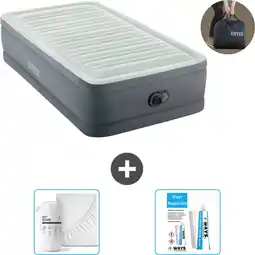 Bol.com Intex Luchtbed - 1-Persoons - 99 x 191 x 46 cm - Grijs - Inclusief pomp - Hoeslaken en Reparatieset aanbieding