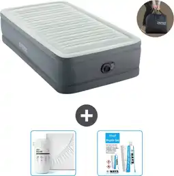 Bol.com Intex Luchtbed - 1-Persoons - 99 x 191 x 46 cm - Grijs - Inclusief pomp - Hoeslaken en Reparatieset aanbieding