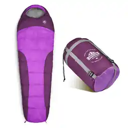 Bol.com Lumaland - Mummieslaapzak - outdoor slaapzak - 230 x 80 cm - incl. tas, verpakt 50 x 25 cm - Paars aanbieding