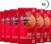 Bol.com Durex Condooms Thin Feel XL 10st - 6 Stuks - Voordeelverpakking aanbieding