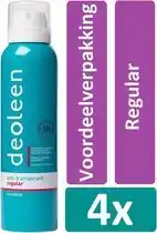 Bol.com Deoleen Deodorant Spray 150 ml Regular 4 stuks Voordeelverpakking aanbieding