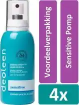 Bol.com Deoleen Deodorant Spray 75 ml Sensitive Pomp 4 stuks Voordeelverpakking aanbieding
