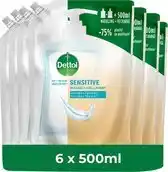 Bol.com Dettol - Handzeep - Antibacterieel - Navulling Sensitive - 6x 500ML - Voordeelverpakking aanbieding