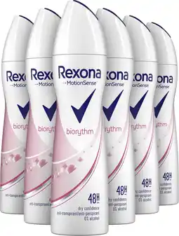 Bol.com Rexona Women Ultra Dry Biorythm Deodorant - 6 x 150 ml - Voordeelverpakking aanbieding