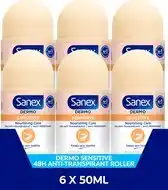 Bol.com Sanex Dermo Sensitive Deodorant Anti-Transpirant Roller 6 x 50ml - Voordeelverpakking aanbieding