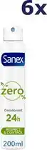 Bol.com Sanex Zero% Respect & Control Deodorant Spray - 6 x 200 ml aanbieding