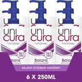 Bol.com Unicura Balans Antibacteriële Vloeibare Handzeep - 6 x 250 ml - Voordeelverpakking aanbieding