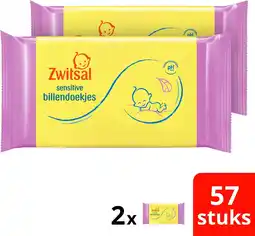 Bol.com Zwitsal Sensitive Billendoekjes - 2 x 57 billendoekjes - Voordeelverpakking aanbieding