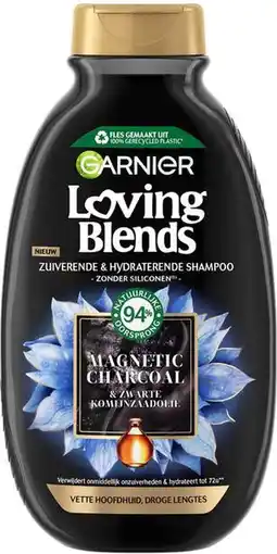 Bol.com Garnier Loving Blends - Shampoo - Magnetic Charcoal - Vette hoofdhuid & droge lengtes - 300 ml aanbieding