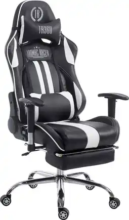 Bol.com CLP Limit xl Bureaustoel - Kunstleer zwart/wit met voetensteun aanbieding