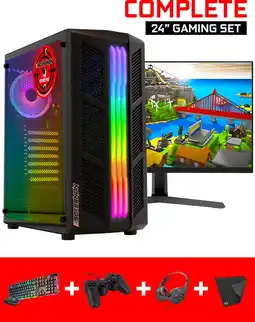 Bol.com ScreenON - Gaming Set - P3 (GamePC + 24 Inch Monitor + Toetsenbord + Muis) + WiFi & Bluetooth aanbieding