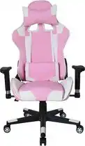 Bol.com Gamestoel Thomas - bureaustoel racing gaming - ergonomisch - roze wit aanbieding