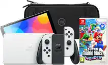 Coolblue Nintendo Switch OLED Wit + Super Mario Bros. Wonder + BlueBuilt Beschermhoes aanbieding