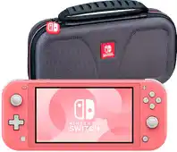 Coolblue Nintendo Switch Lite Koraal + Bigben Officiële Nintendo Switch Lite Beschermtas aanbieding