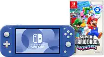 Coolblue Nintendo Switch Lite Blauw + Super Mario Bros. Wonder aanbieding