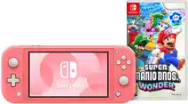 Coolblue Nintendo Switch Lite Koraal + Super Mario Bros. Wonder aanbieding