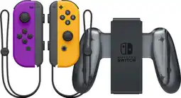 Coolblue Nintendo Switch Joy-Con set Neon Paars/Neon Oranje + Nintendo Switch Joy-Con Charge Grip aanbieding