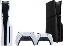 Coolblue PlayStation 5 Slim Disc Edition + Covers Zwart + Extra Controller Wit aanbieding