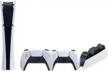 Coolblue PlayStation 5 Slim Digital Edition + Extra Controller Wit + BlueBuilt oplaadstation aanbieding