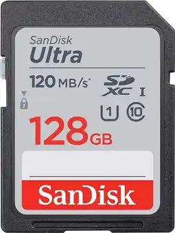 Bol.com Geheugenkaart Sandisk SDXC Ultra 128GB (Class 10/UHS-I/120MB/s) aanbieding