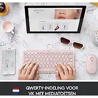Bol.com Logitech K380 - Draadloos Bluetooth Toetsenbord - Qwerty - Roze aanbieding