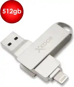 Bol.com Xedor Lite - USB Stick - 512 GB - 640Mbps - Lightning en USB A - iPhone aanbieding