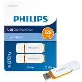 Bol.com Philips 128 GB USB Stick Snow Edition Sunrise Orange - USB 2.0 - 2-Pack - LED aanbieding