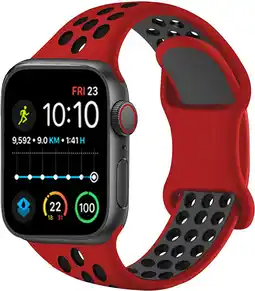 Bol.com Royal Supplies RF-93 - Smartwatch - Smartwatch Dames - Smartwatch Heren- Screenprotector- Rood/Zwart aanbieding